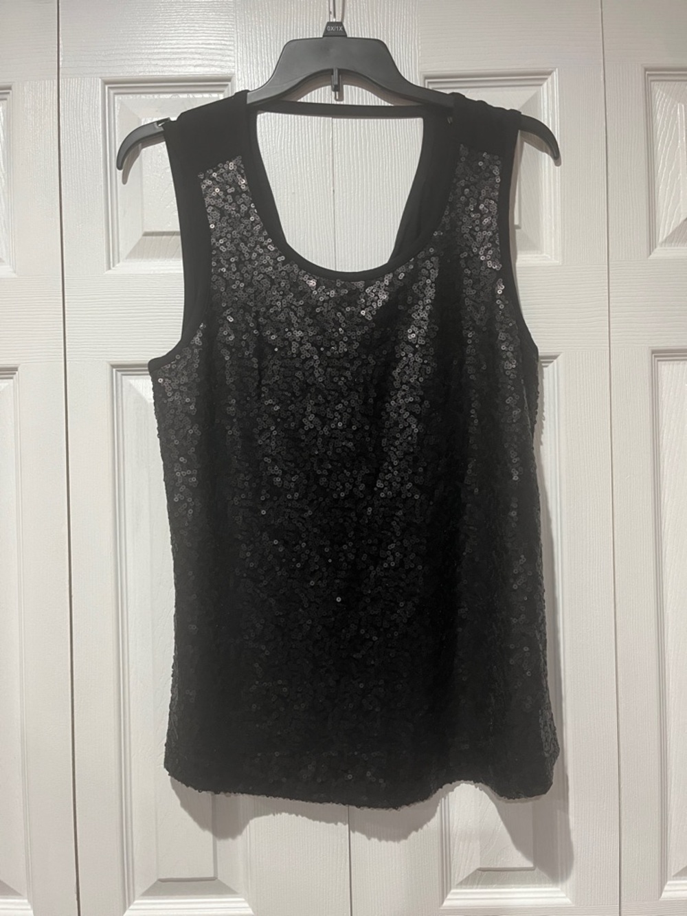 Black Sequin Sleeveless Tank Top